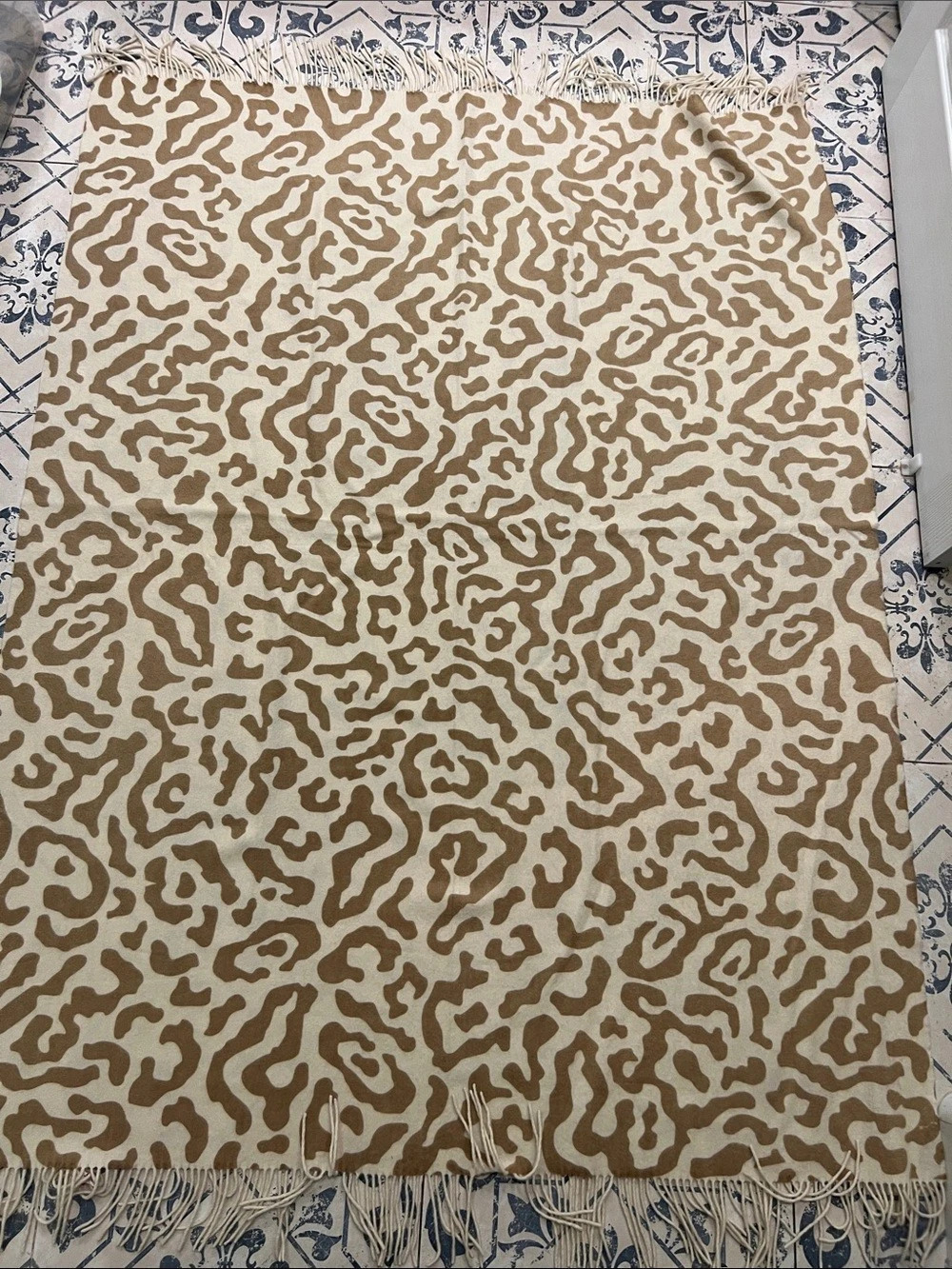 Williams Sonoma Home Animal Print Throw in Brown & White